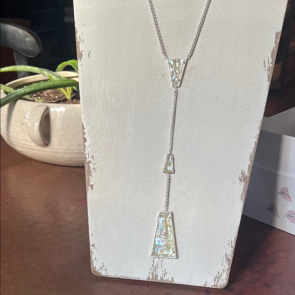 Kendra Scott Silver Necklace with Iridescent Stones